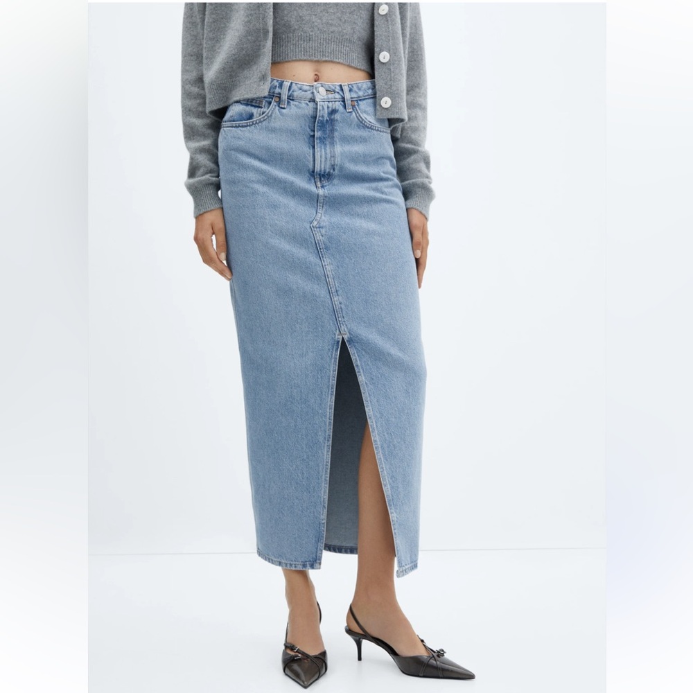 Mango Women's‎ Blue Denim Maxi Skirt